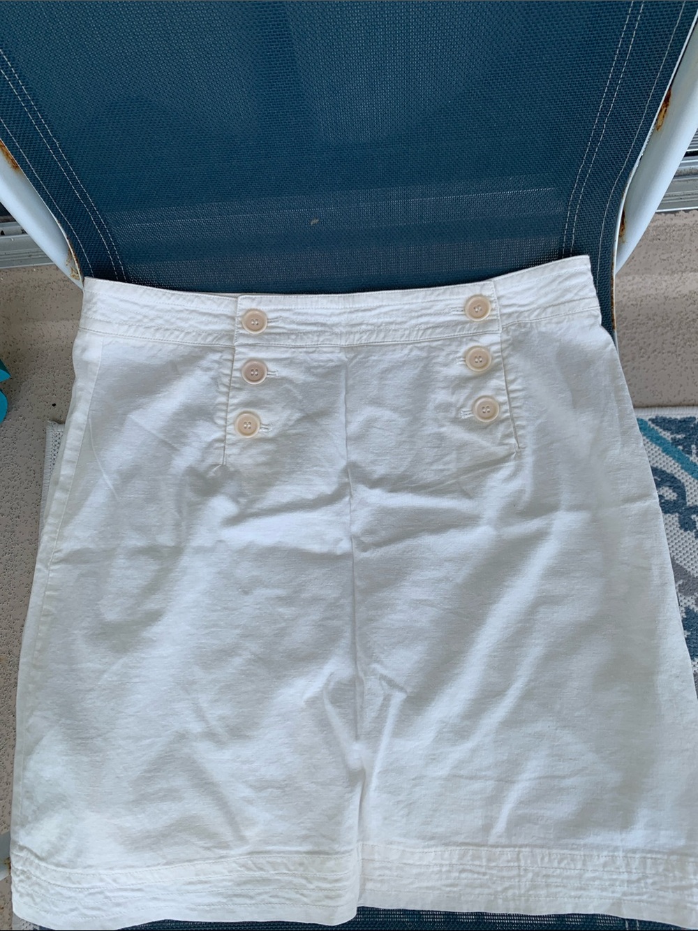 Linen Sophie Max White Skirt Sailor Style Button Waistband Detail 8